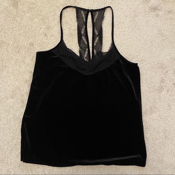 Velvet tank top with lace detailing size small - Picture 2 of 5